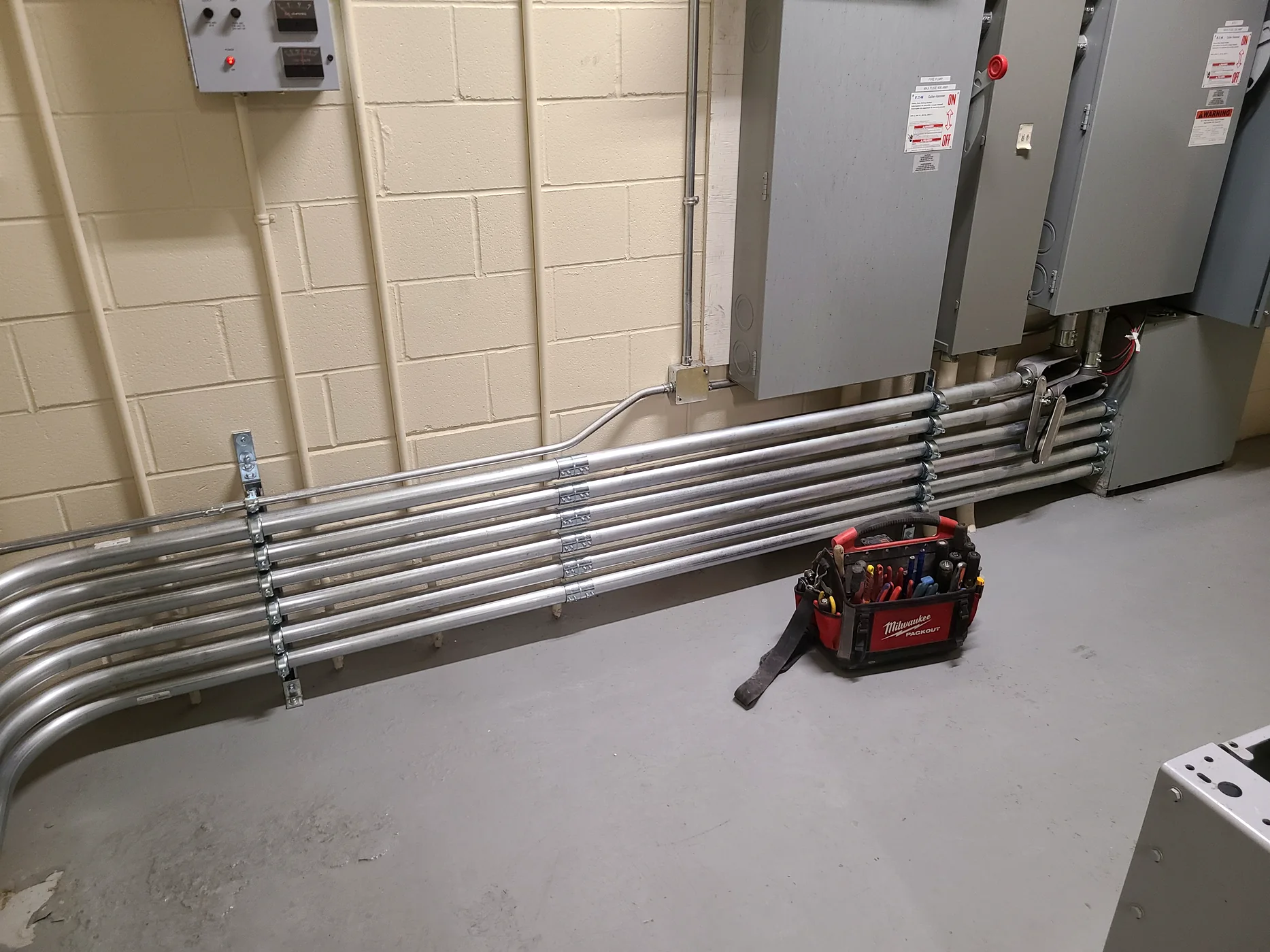 Commercial power distribution and conduit installed by Verity Electrical Solutions